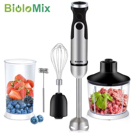 Погружной блендер BioloMix со стаканом, венчиком и чашей