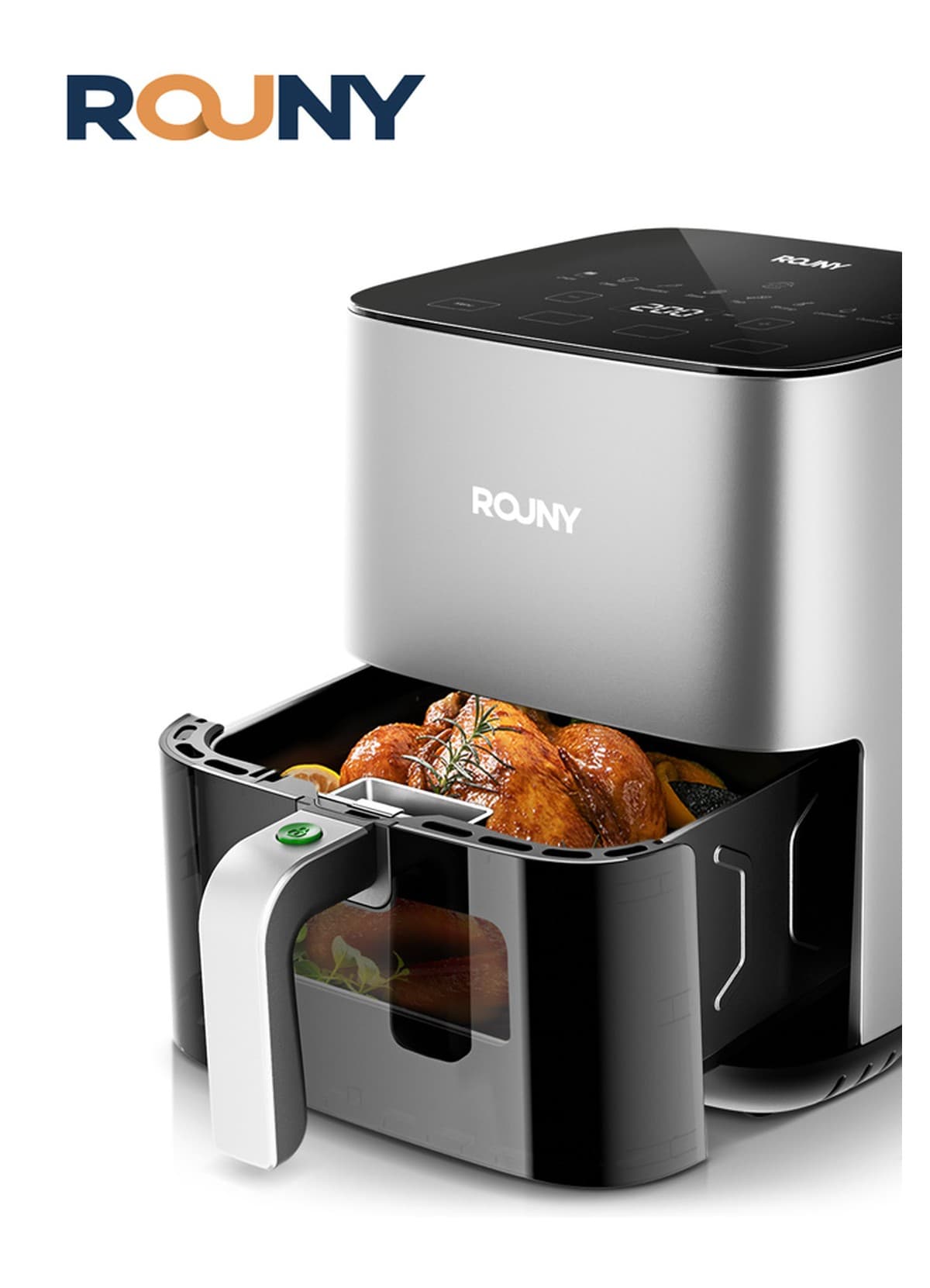 Аэрофритюрница ROUNY с выдвинутой корзиной и окном